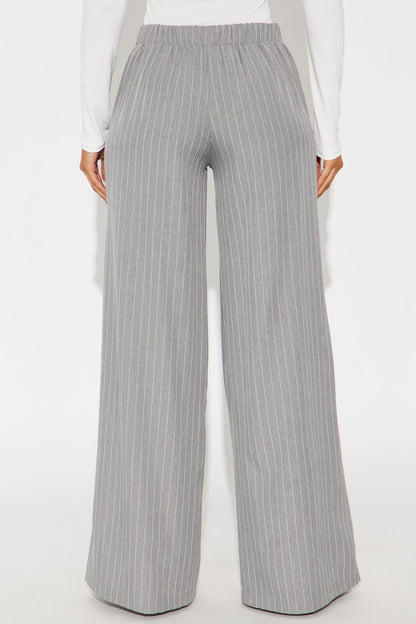 Easy To Wear Pinstripe Wide Leg Pant 32″ - Grey