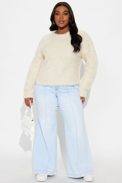 Stepping Out Fuzzy Sweater - Cream