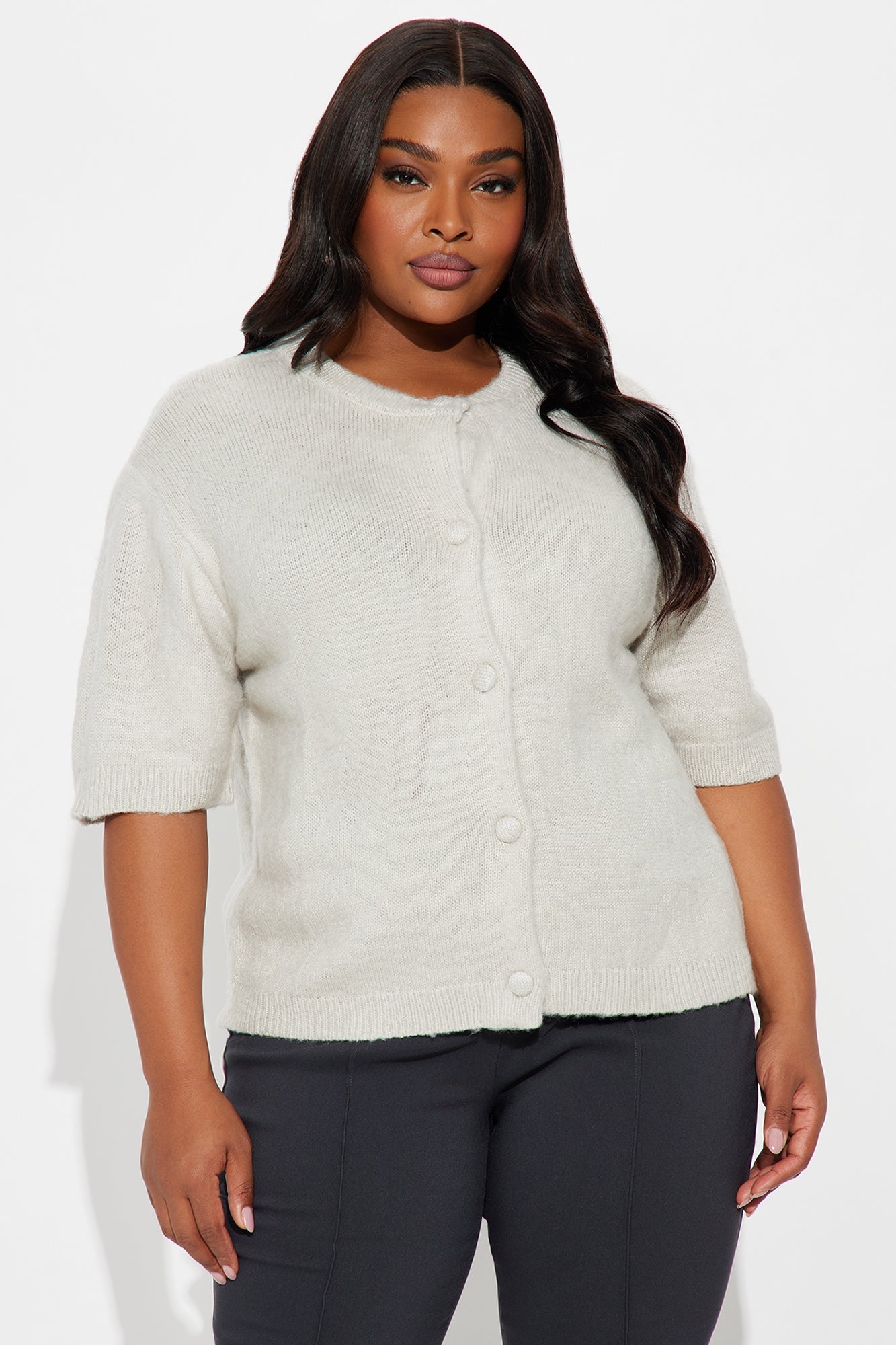 Feeling Tipsy Short Sleeve Cardigan Top - Grey