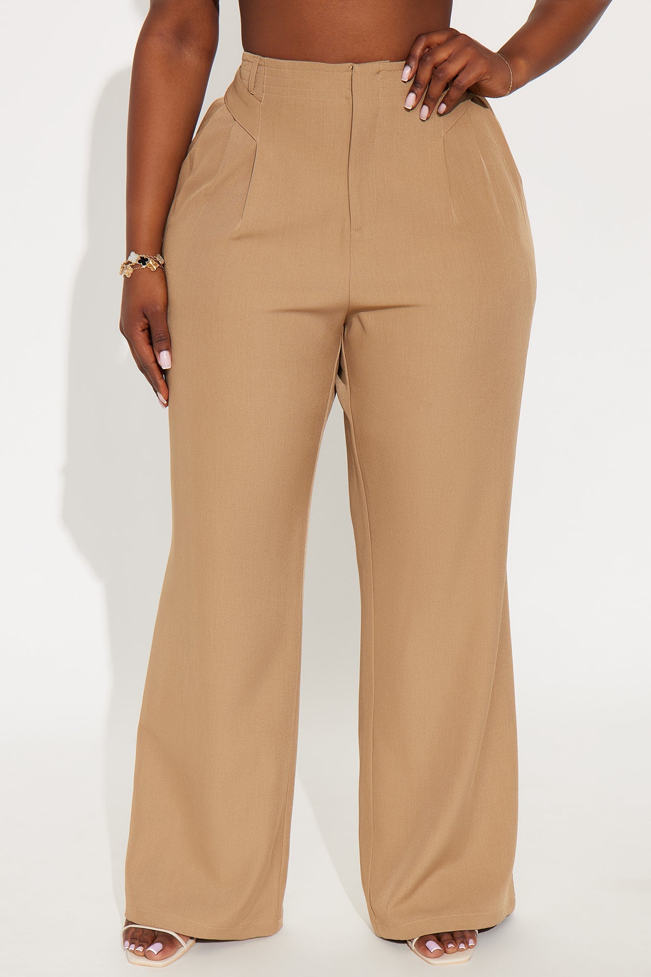 Business Plan Pleated Wide Leg Trouser Pant 32″ - Khaki