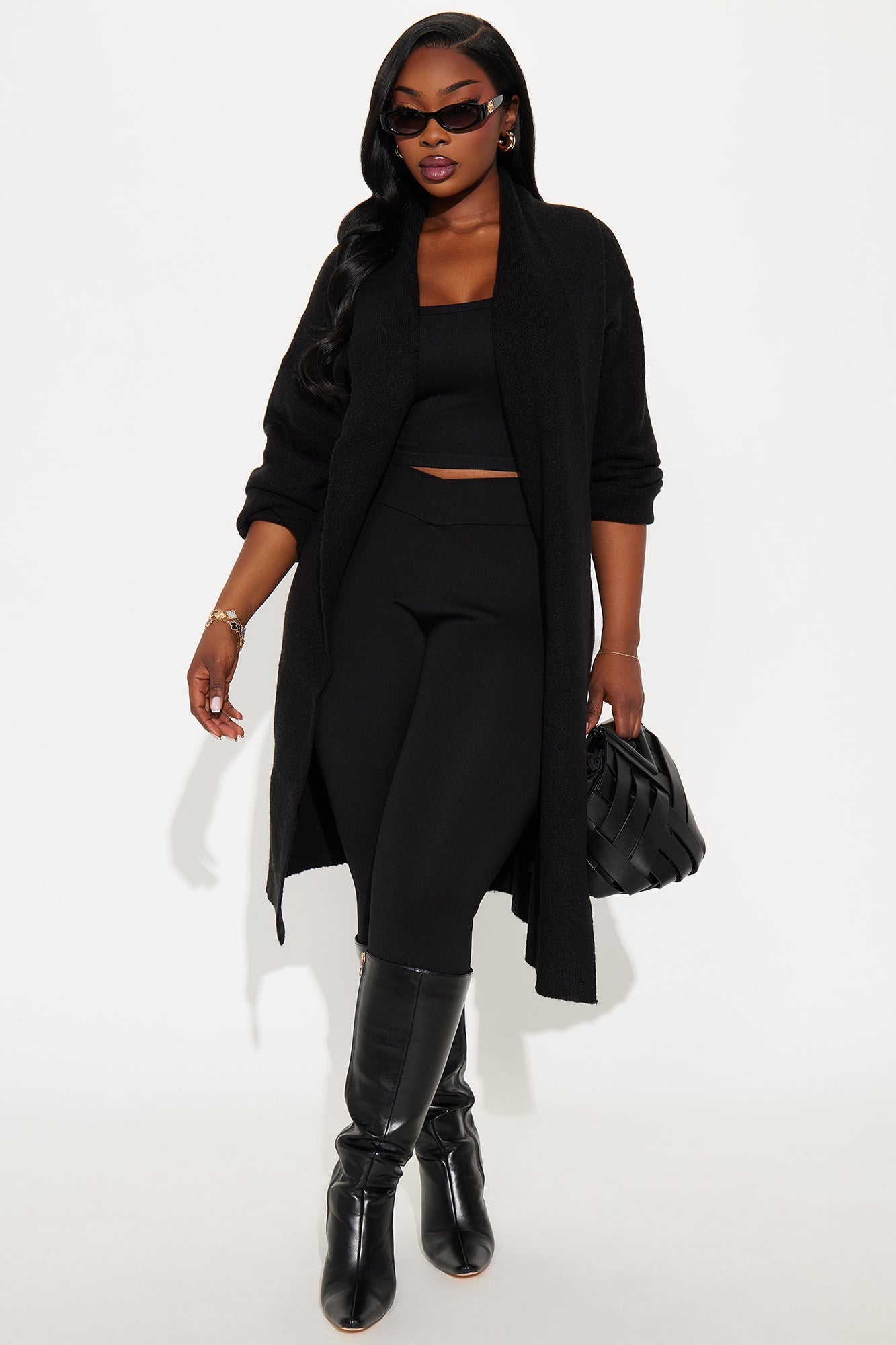 Winter Needs Open Front Cardigan - Black