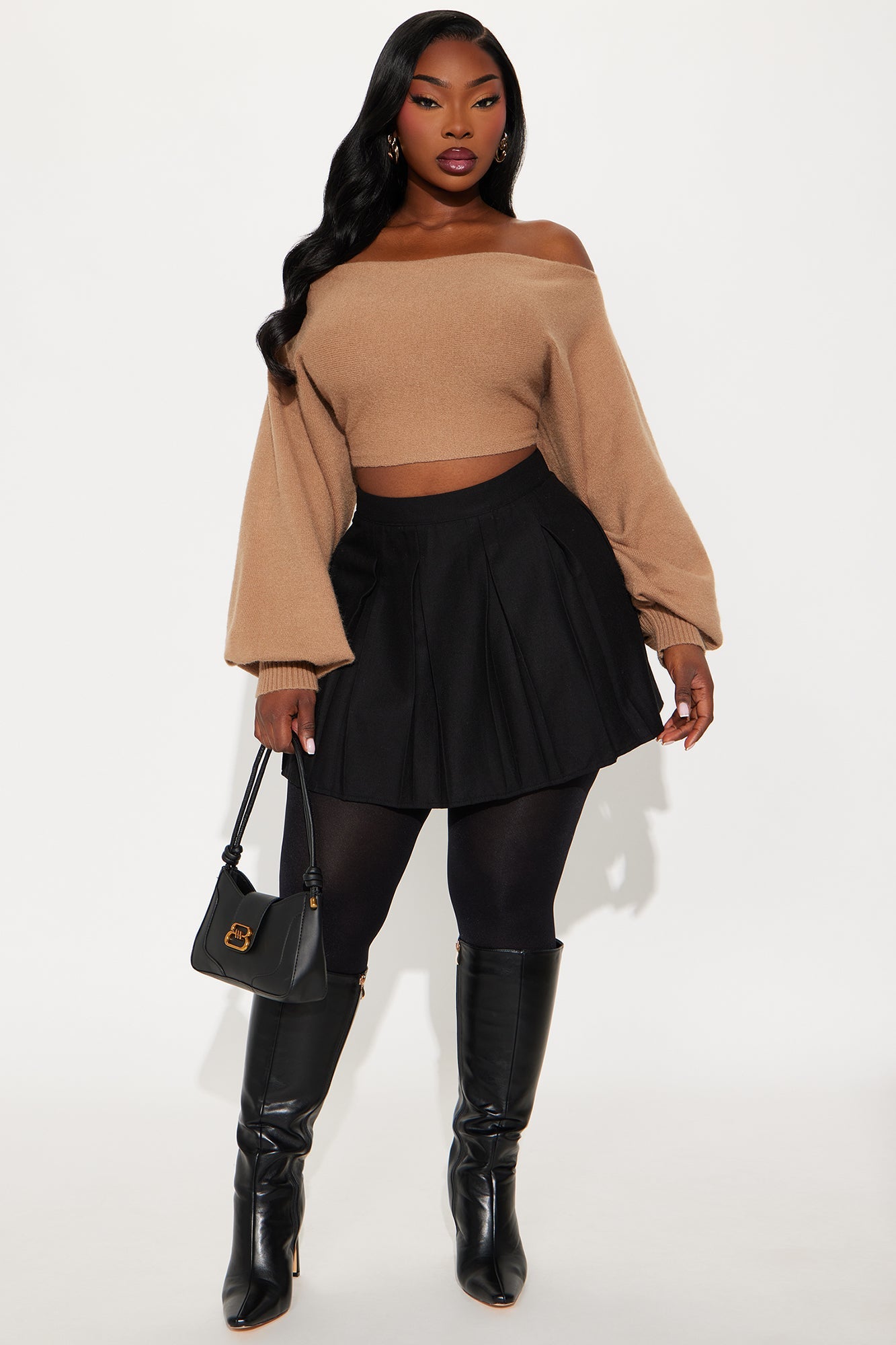 Love Away One Shoulder Sweater Top - Mocha
