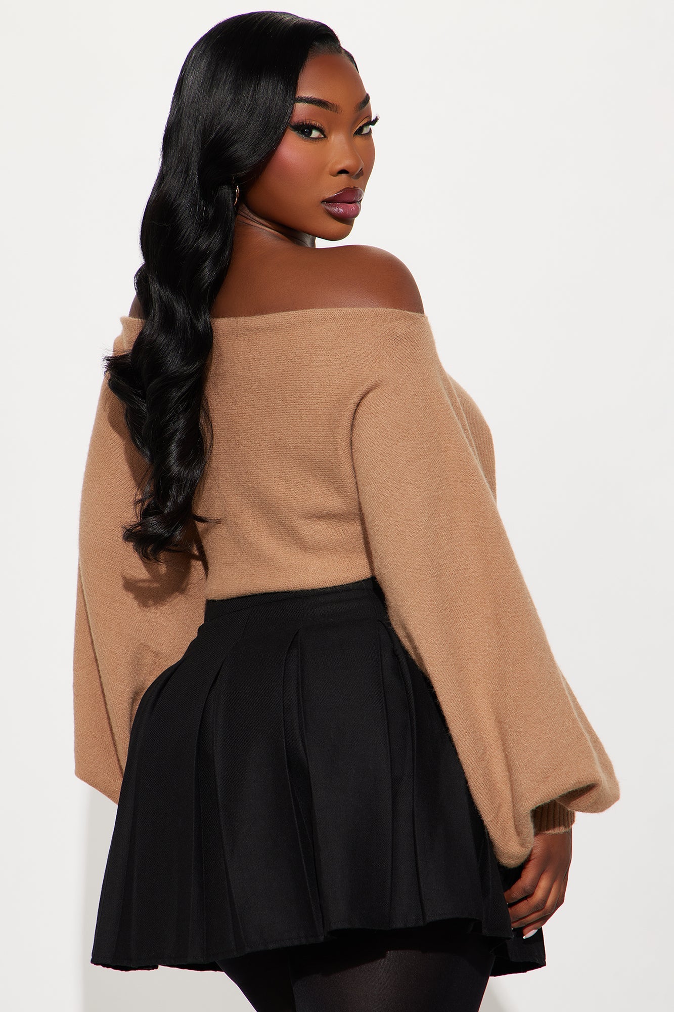 Love Away One Shoulder Sweater Top - Mocha