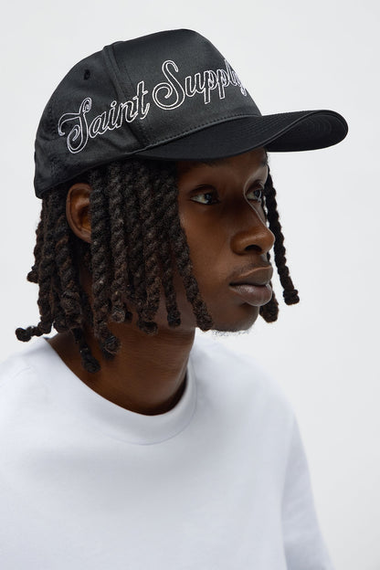 Saint Supply Co Satin Structured Snapback Hat - Black