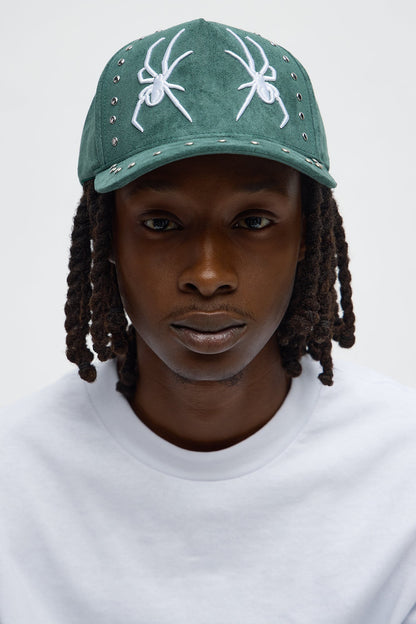 Crawler Studded Faux Suede Structured Snapback Hat - Green