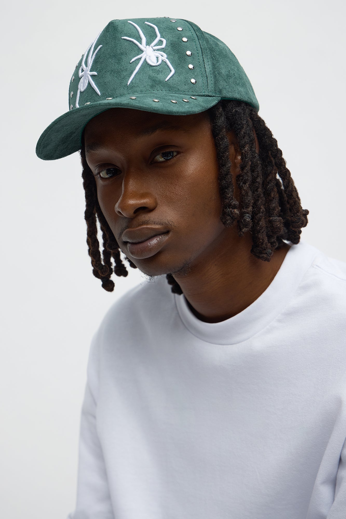 Crawler Studded Faux Suede Structured Snapback Hat - Green