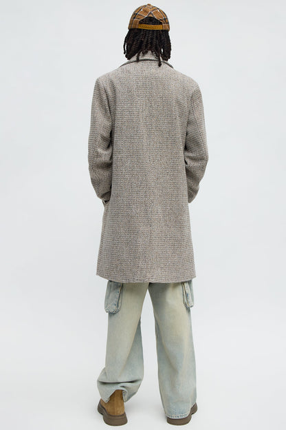 Textured Weaved Side Street Car Coat - Beige