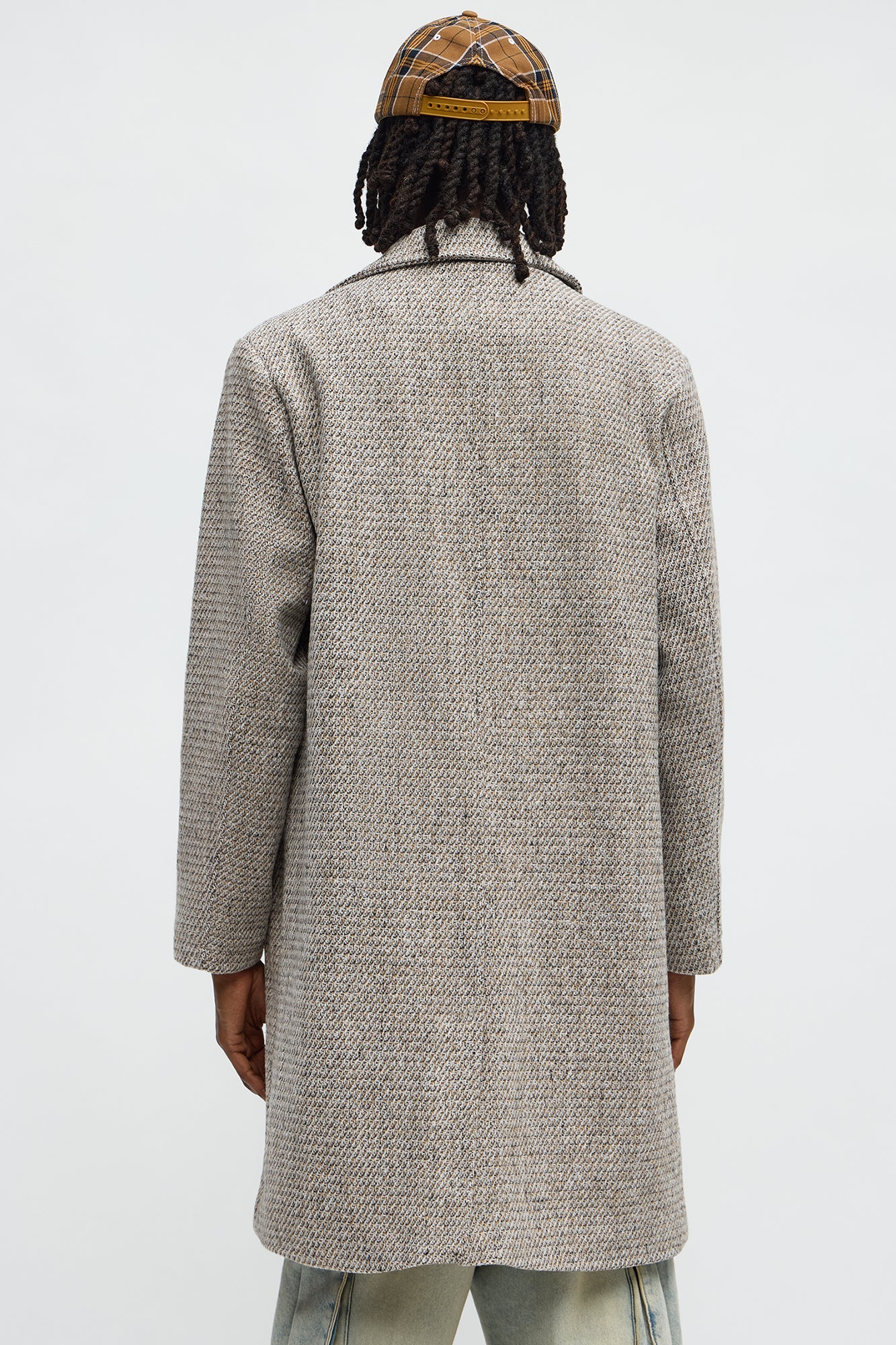 Textured Weaved Side Street Car Coat - Beige