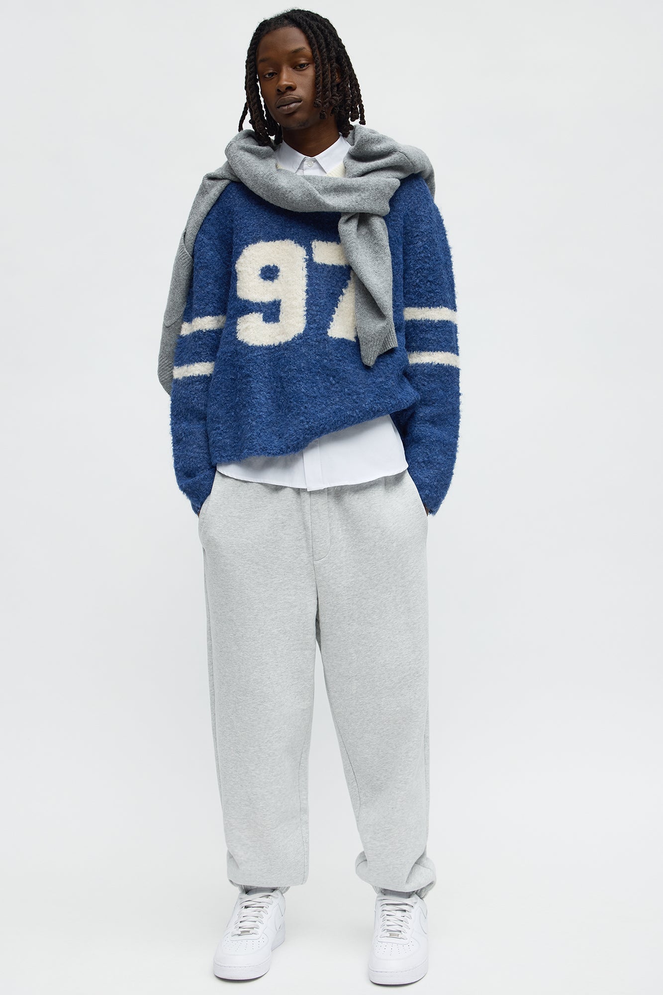 Boxy Winning Team Fuzzy Knit - Teal/combo