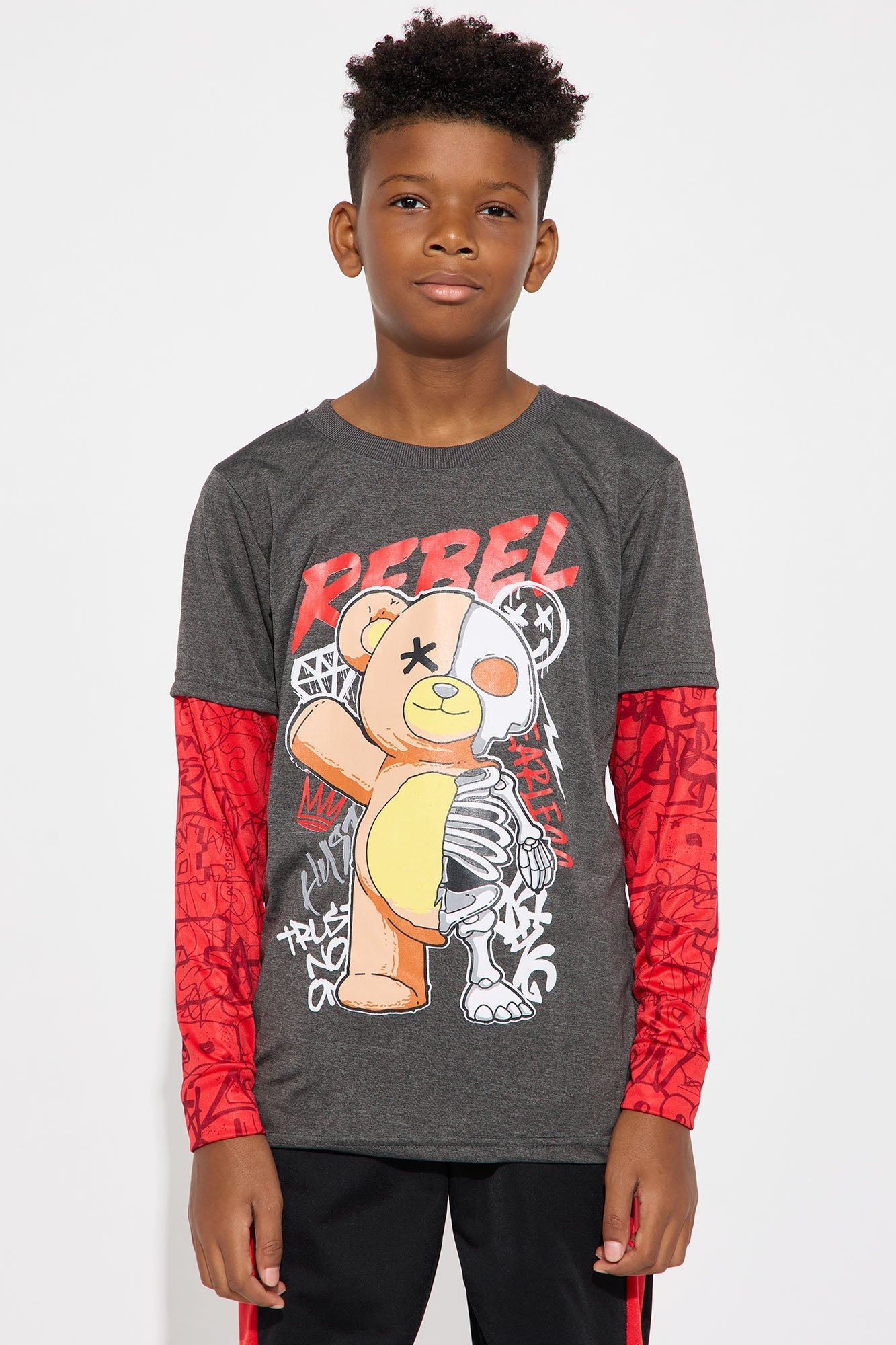 Mini Rebel Jogger Pant Set - Red/combo