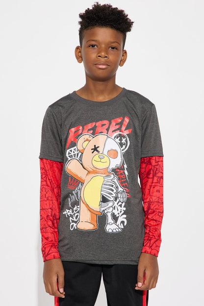 Mini Rebel Jogger Pant Set - Red/combo