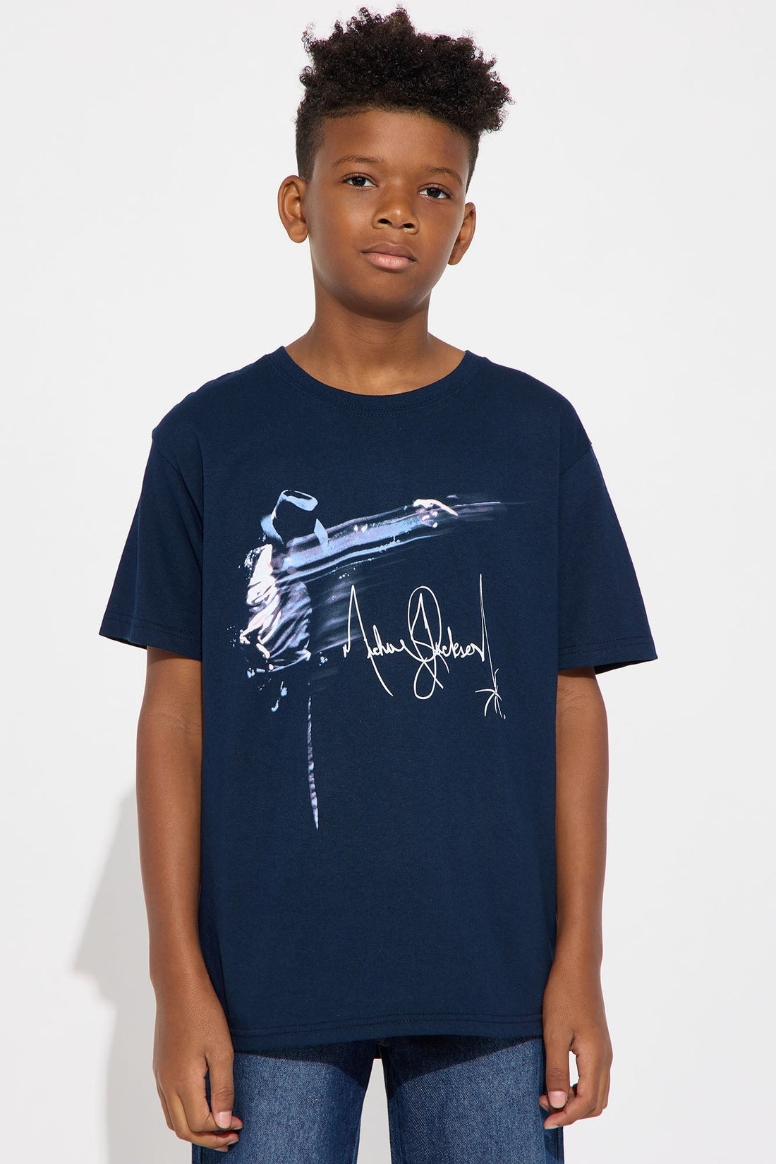 Mini Michael Jackson King Of Pop Short Sleeve Tee - Navy