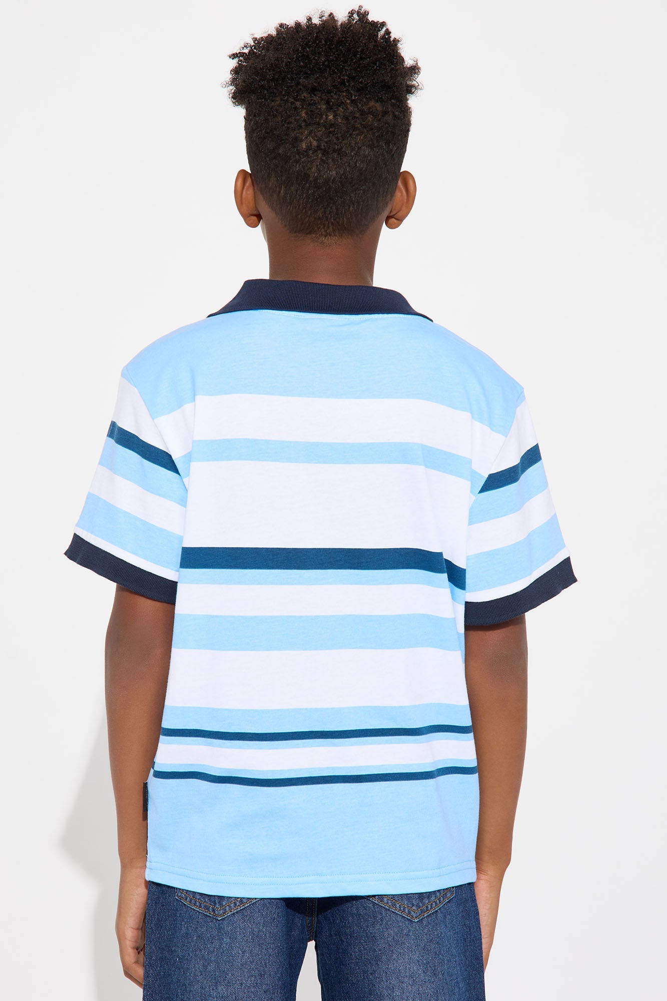 Mini Southpole Short Sleeve Mid Striped Polo - Blue