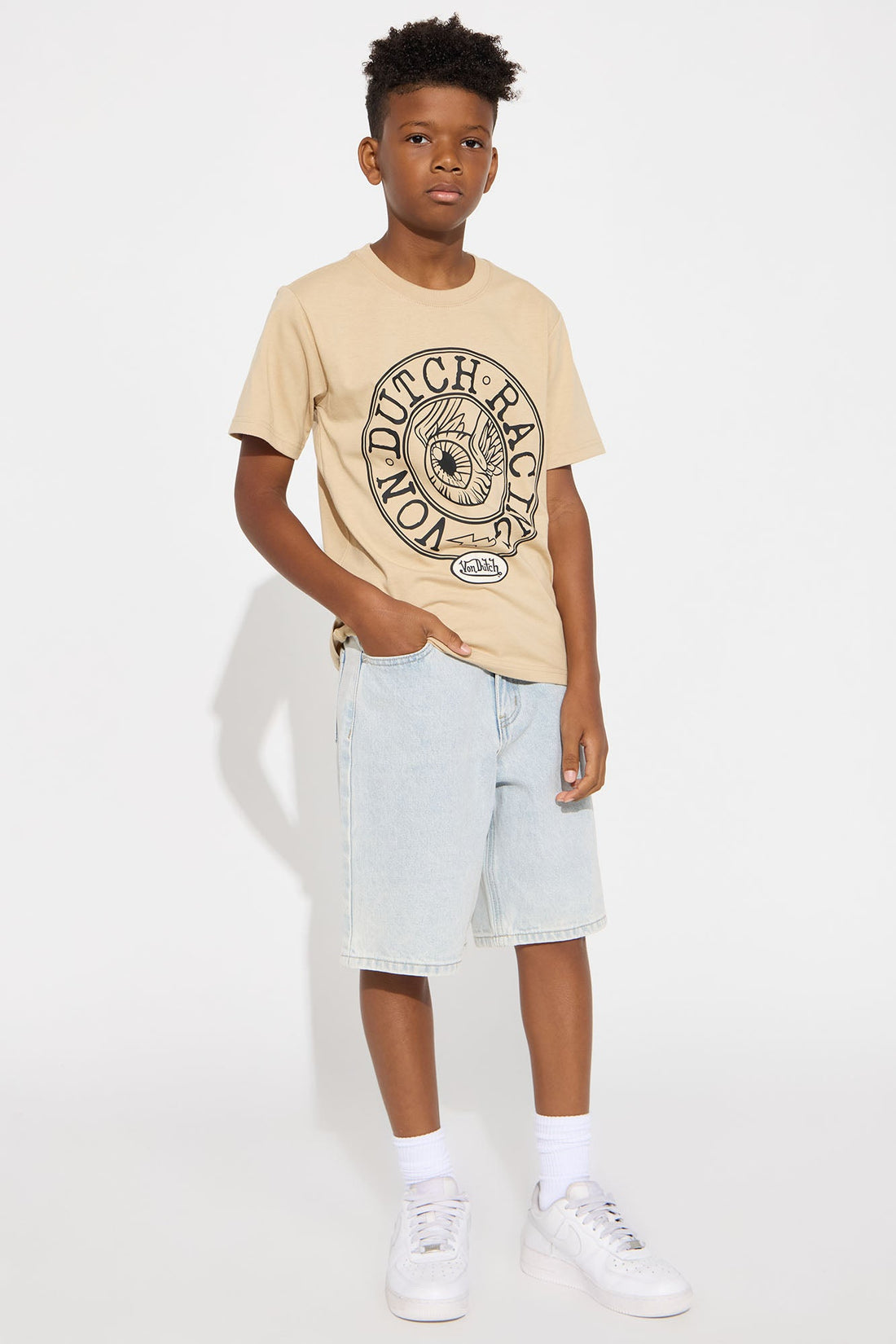 Mini Oversized Cropped Von Dutch Racing Tee - Olive