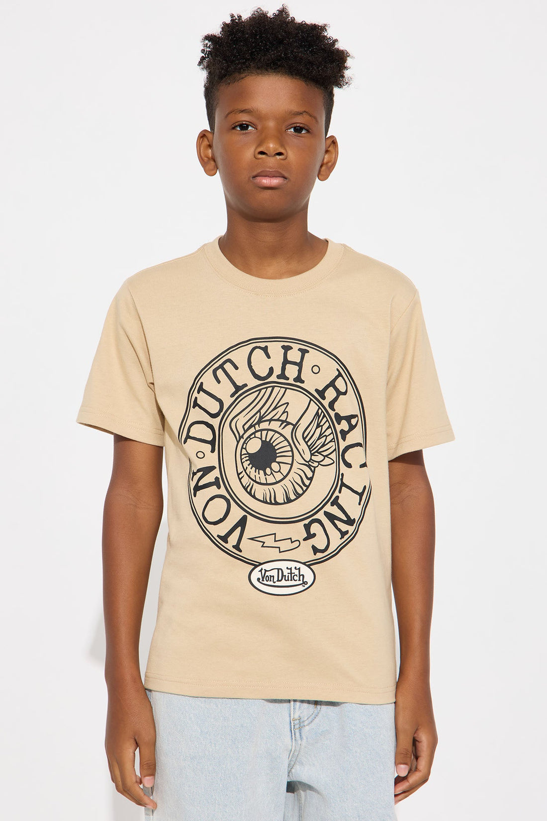 Mini Oversized Cropped Von Dutch Racing Tee - Olive