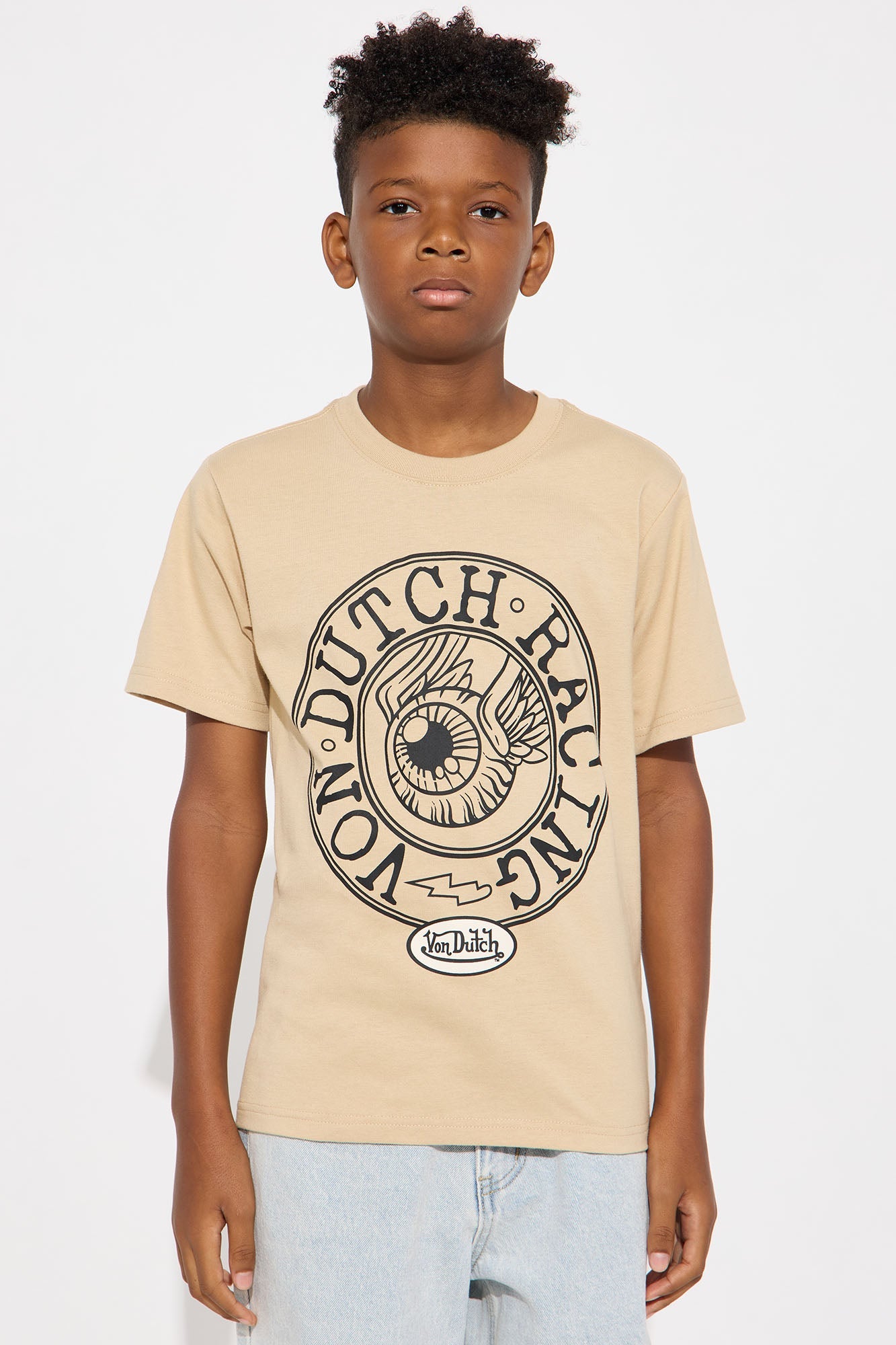 Mini Oversized Cropped Von Dutch Racing Tee - Olive