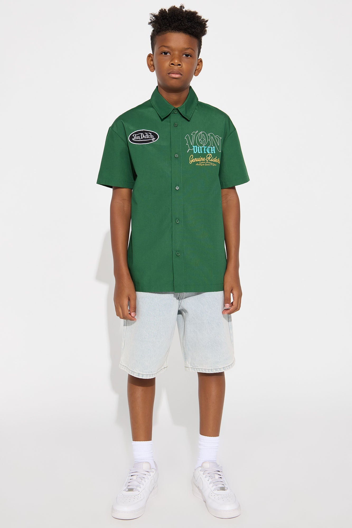 Mini Von Dutch Genuine Riders Button Up Shirt - Green