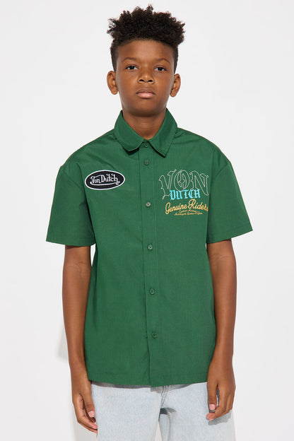 Mini Von Dutch Genuine Riders Button Up Shirt - Green