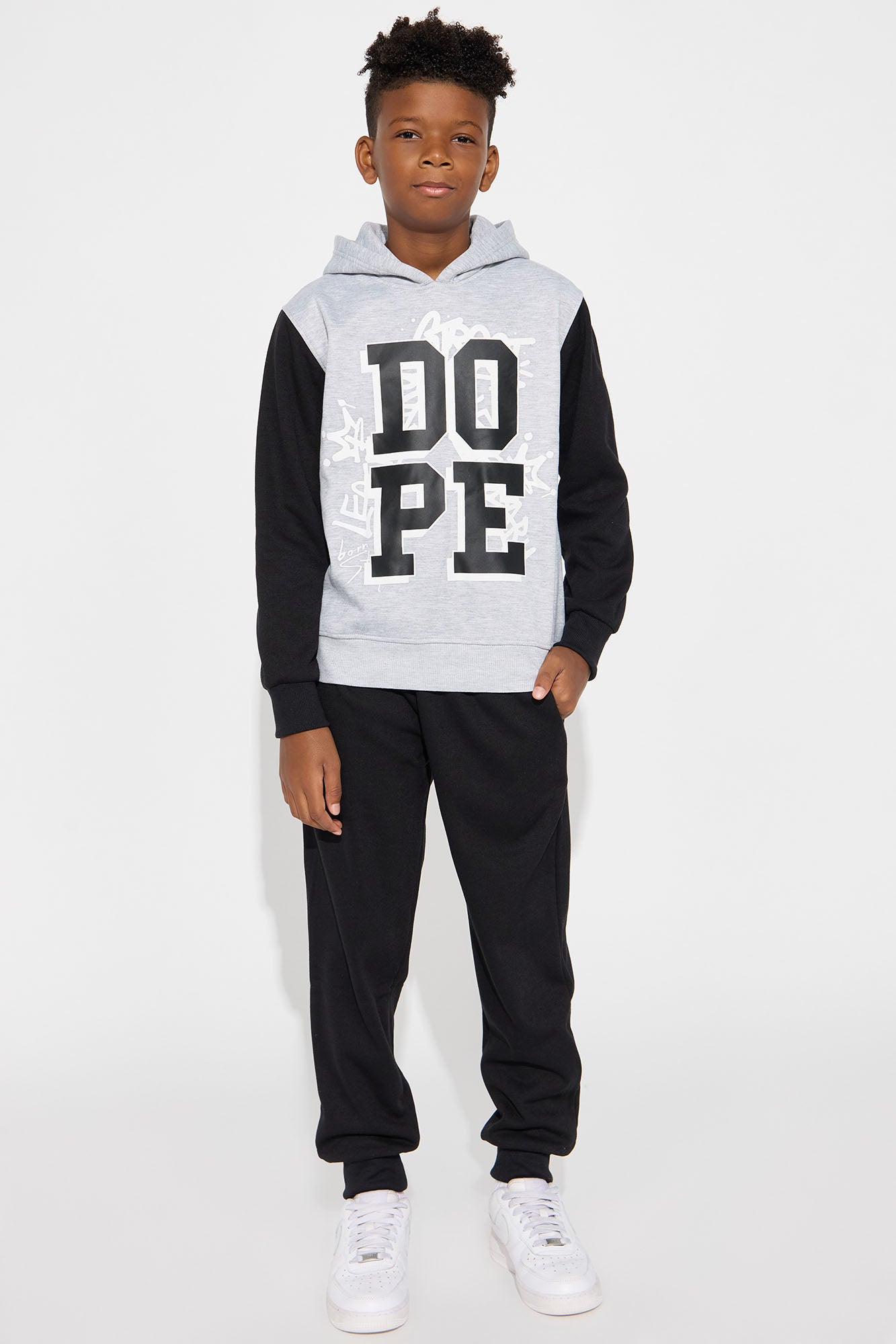Mini Simply Dope Hoodie And Jogger Pant Set - Heather/Combo