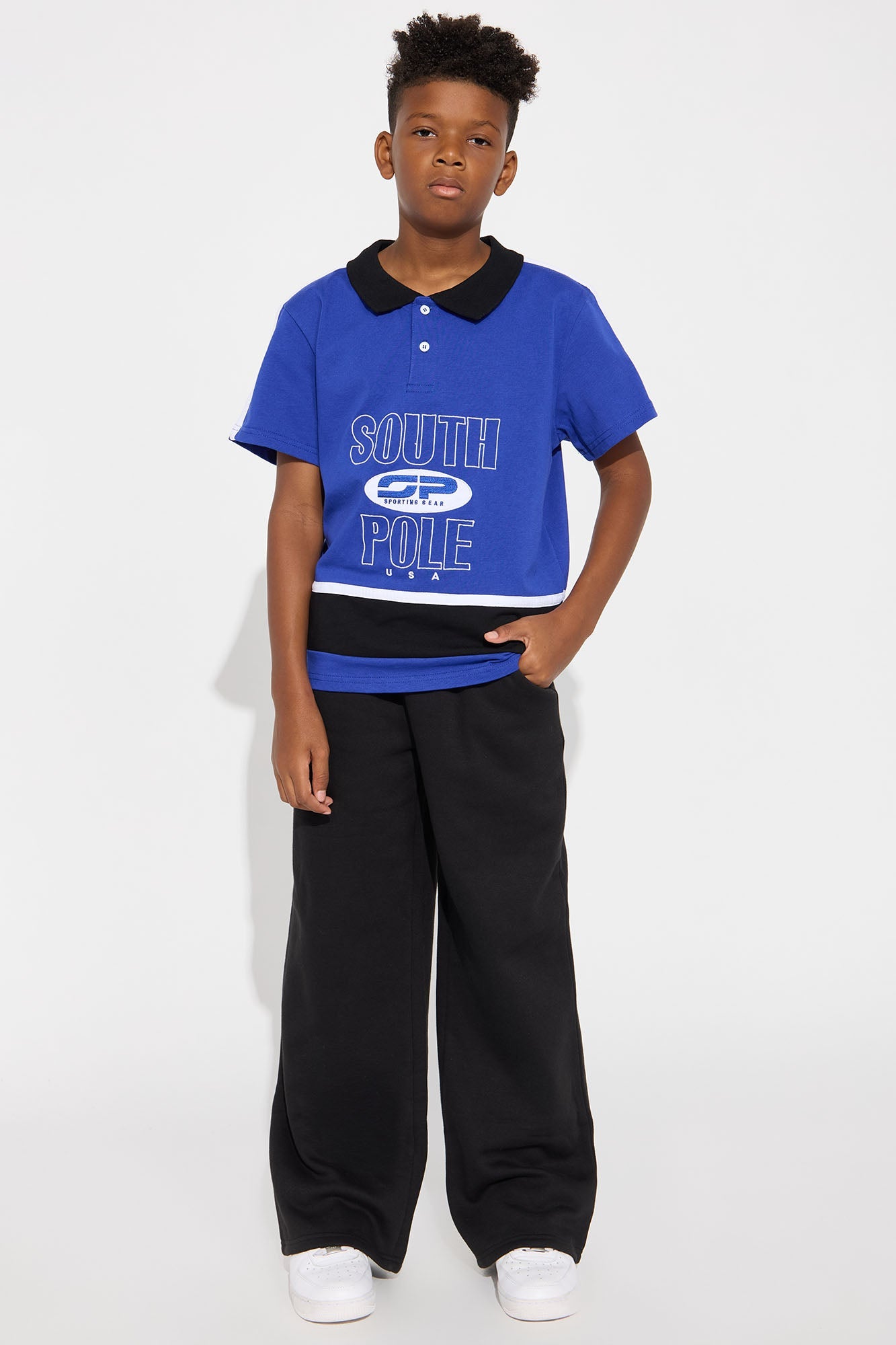 Mini Southpole Relaxed Fit Collared Graphic Shirt - Blue