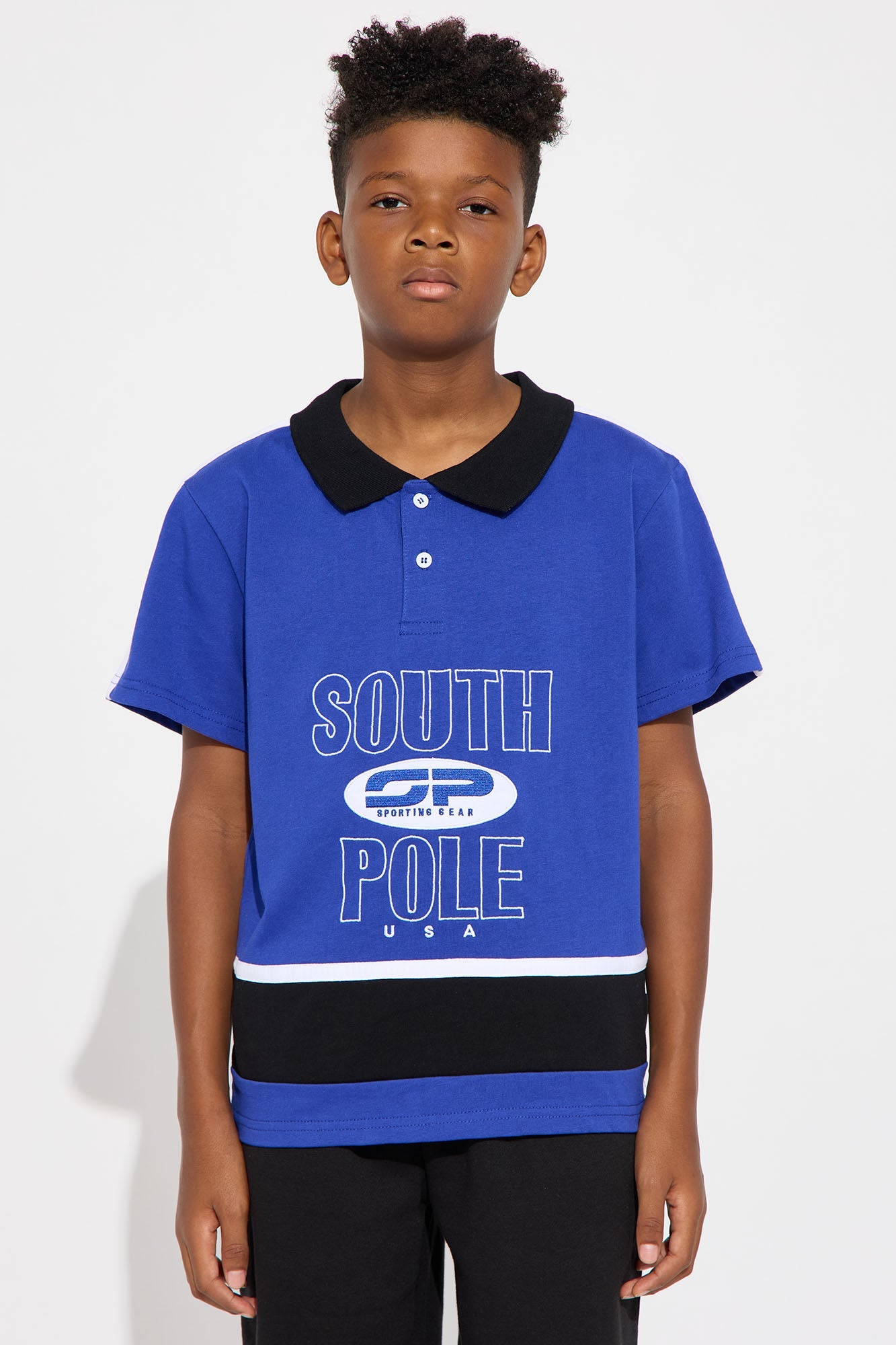 Mini Southpole Relaxed Fit Collared Graphic Shirt - Blue