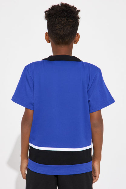 Mini Southpole Relaxed Fit Collared Graphic Shirt - Blue