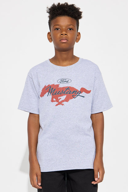 Mini Iconic Ford Mustang Short Sleeve Front/Back Tee - Grey