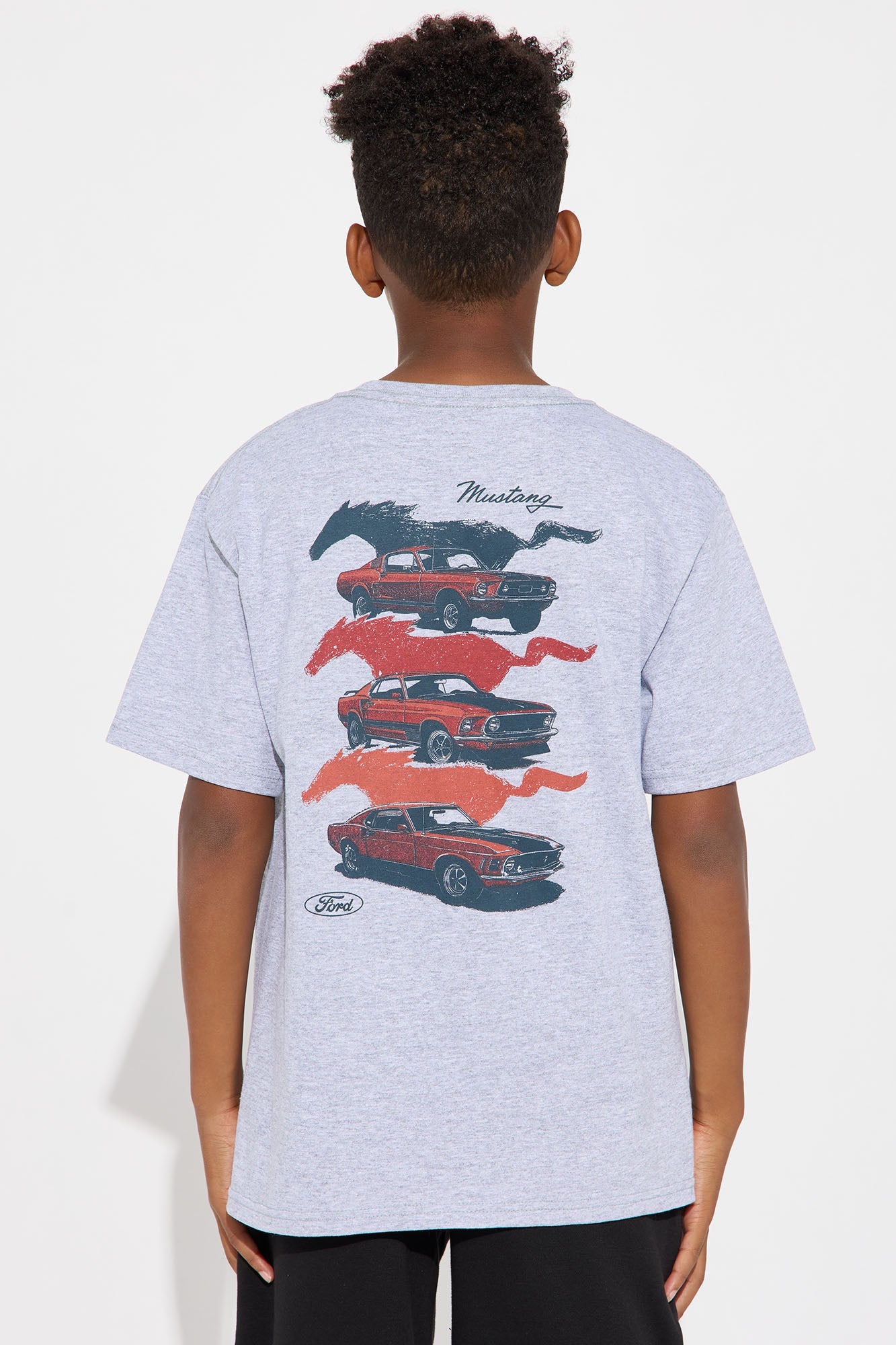 Mini Iconic Ford Mustang Short Sleeve Front/Back Tee - Grey