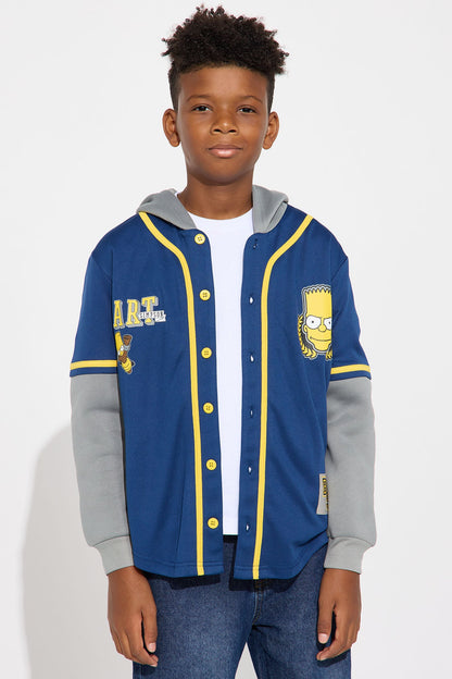 Mini Bart Simpson Hooded TwoFer Jersey - Navy/combo