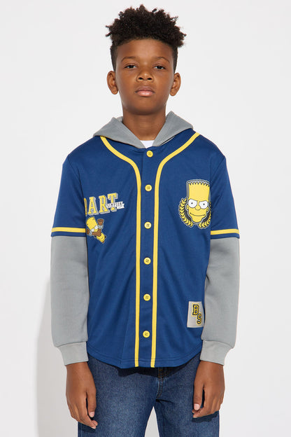 Mini Bart Simpson Hooded TwoFer Jersey - Navy/combo