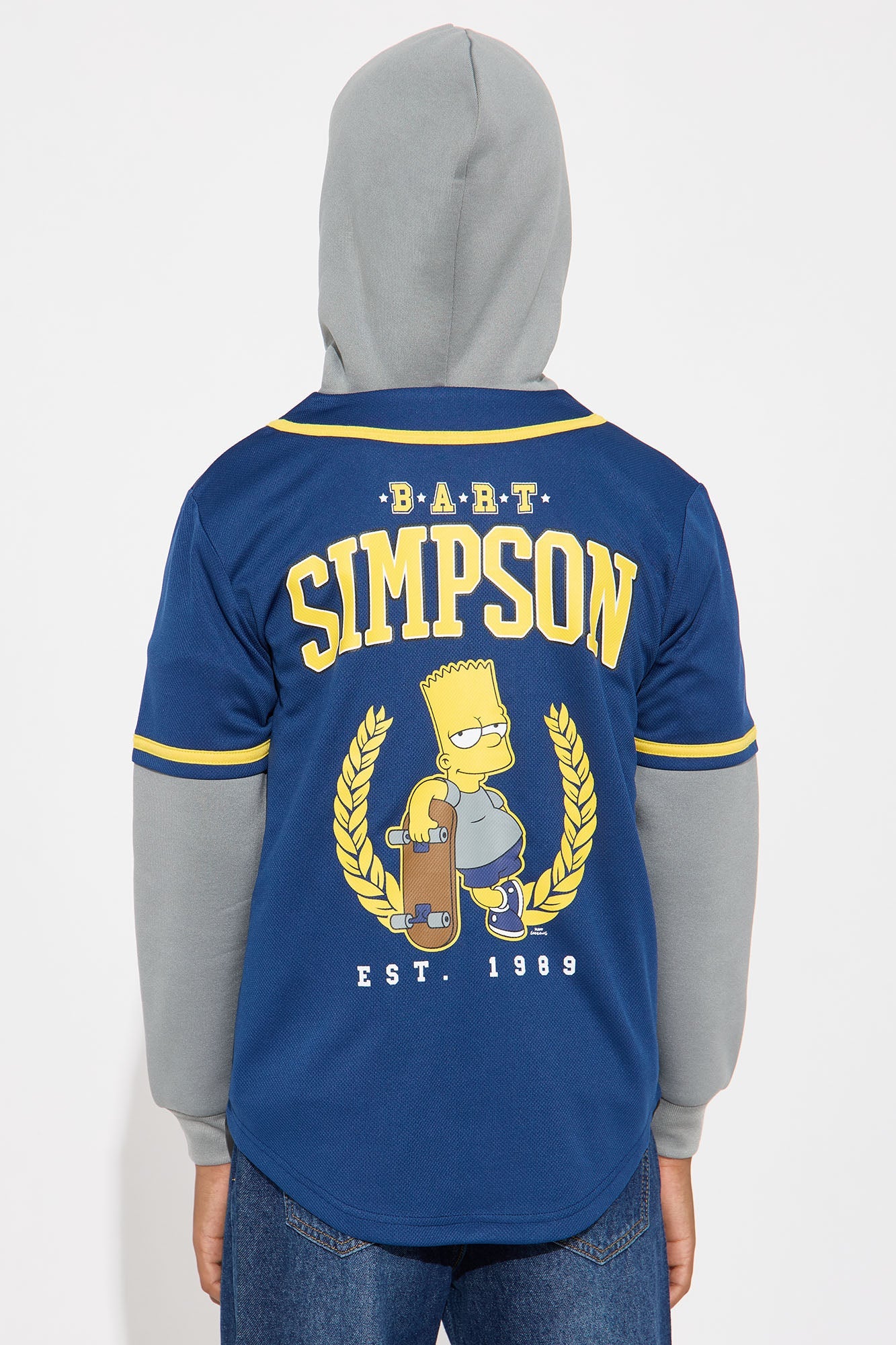 Mini Bart Simpson Hooded TwoFer Jersey - Navy/combo