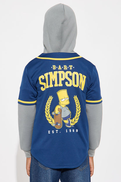 Mini Bart Simpson Hooded TwoFer Jersey - Navy/combo