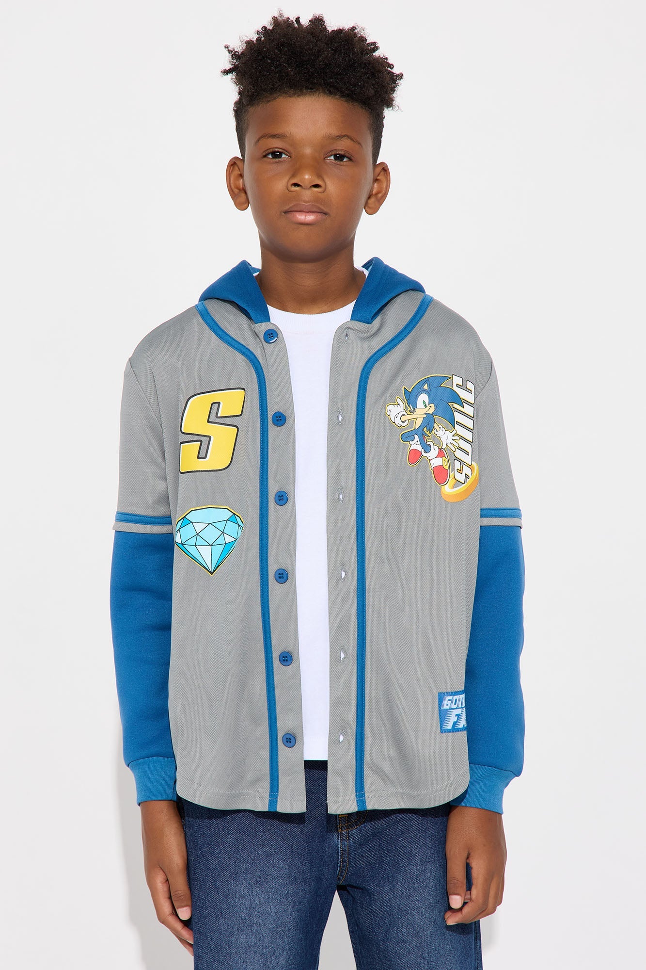 Mini Sonic The Hedgehog Hooded TwoFer Jersey - Heather/Combo
