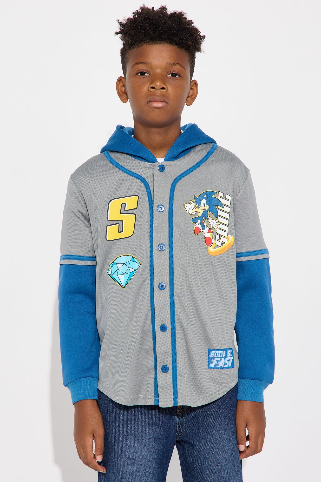 Mini Sonic The Hedgehog Hooded TwoFer Jersey - Heather/Combo