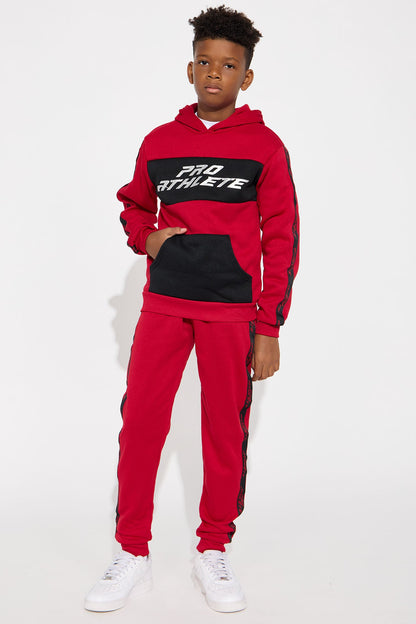 Mini Born Athletic Jogger Pant Set - Red/combo