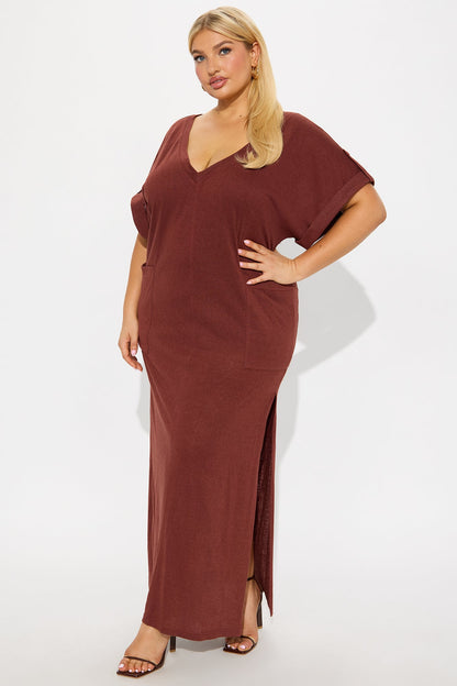 Unbothered 2 Piece Maxi Dress Set - Chocolate
