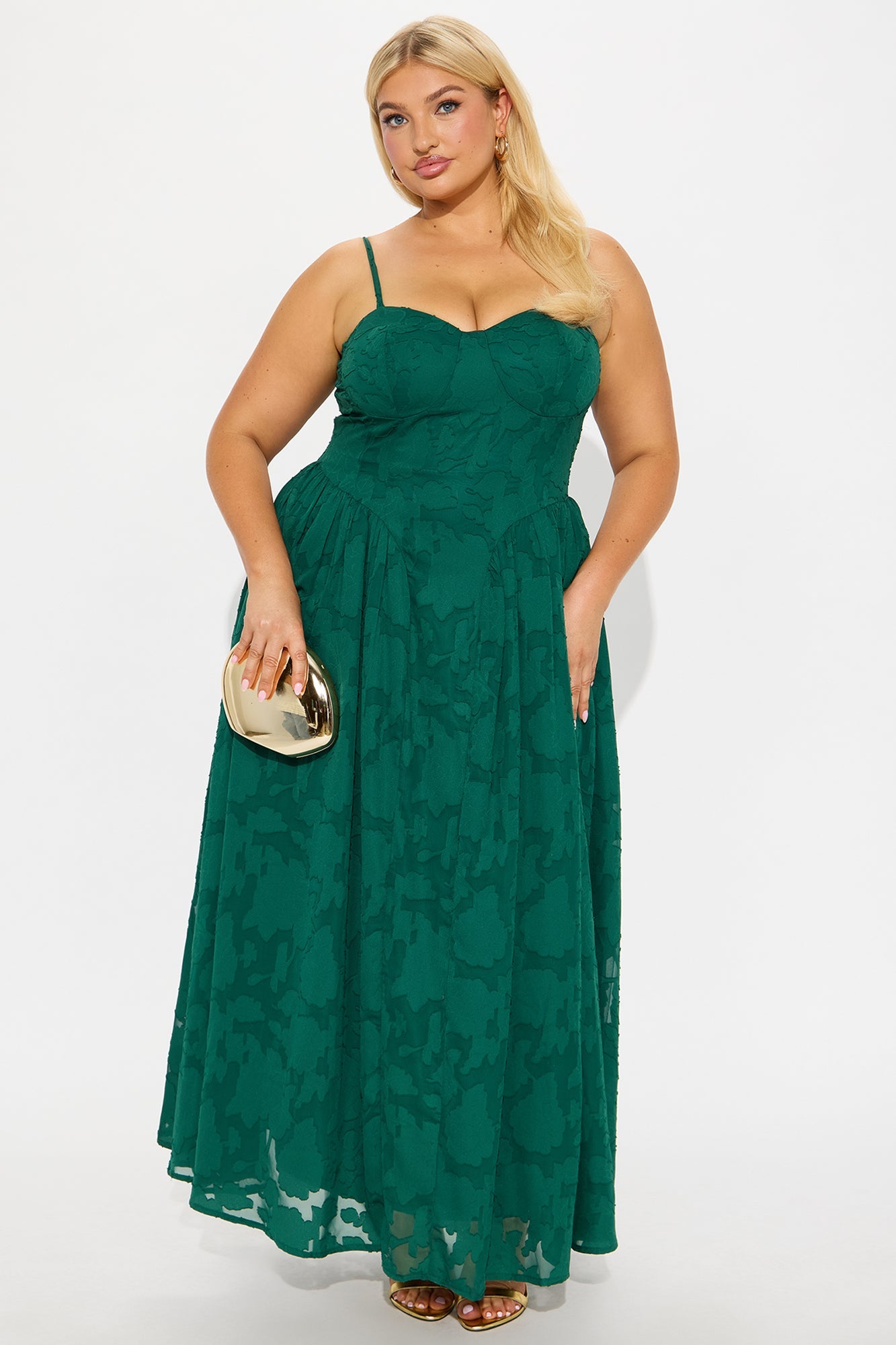 Morning Kiss Jacquard Maxi Dress - Hunter