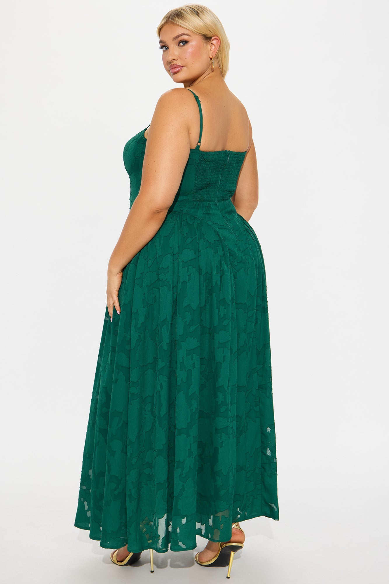 Morning Kiss Jacquard Maxi Dress - Hunter