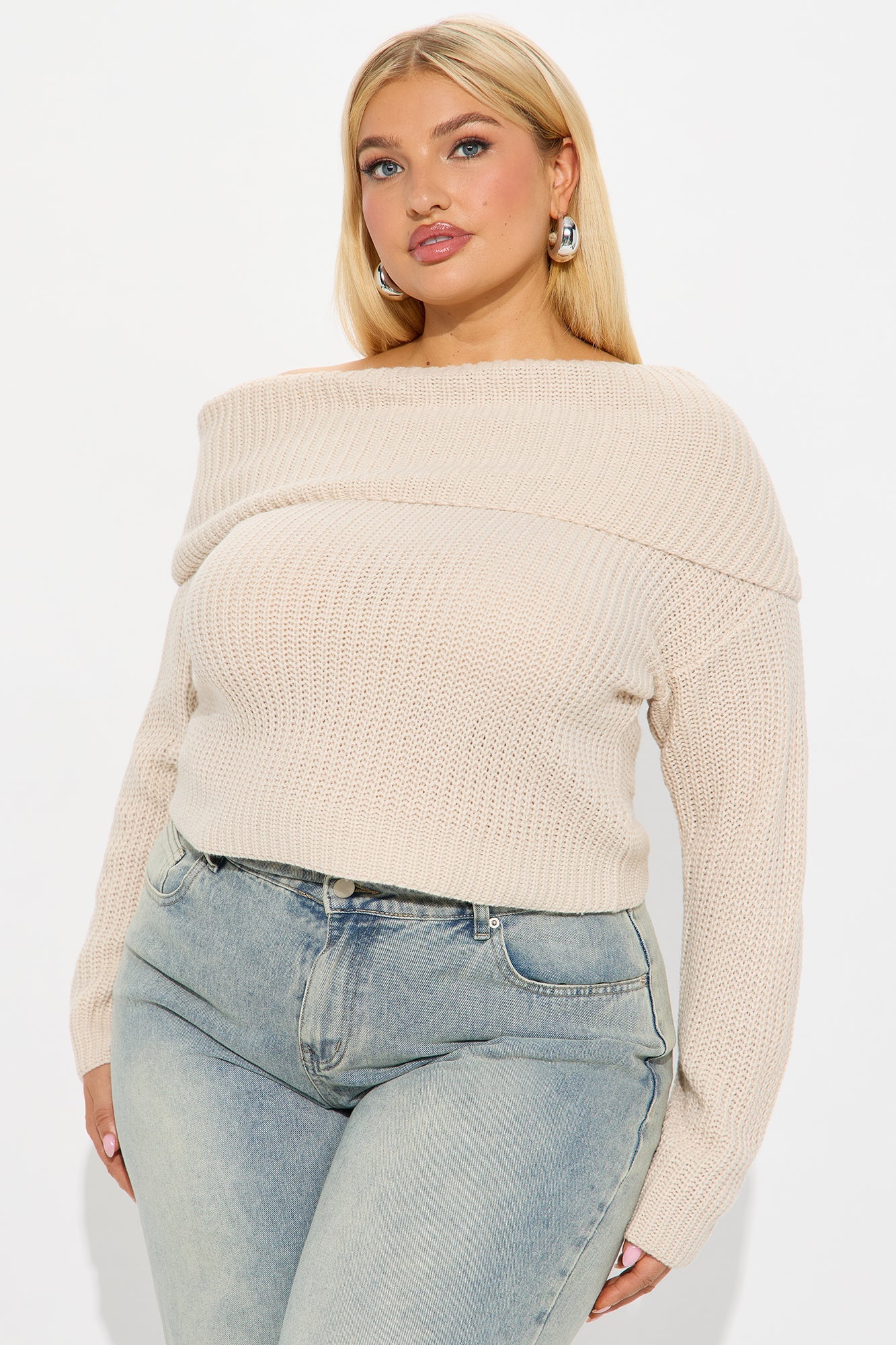 You Wish One Shoulder Sweater - Beige