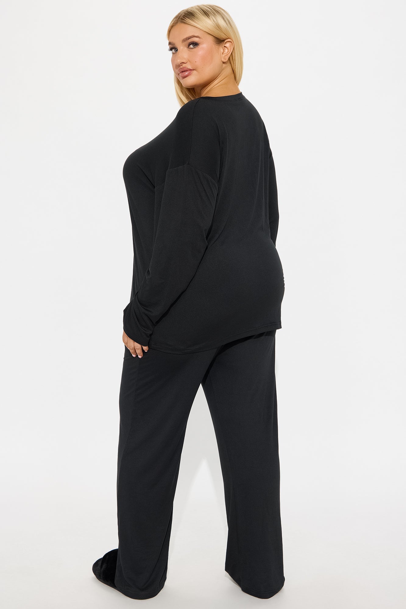 Relax Mood Long Sleeve PJ Pant Set - Black