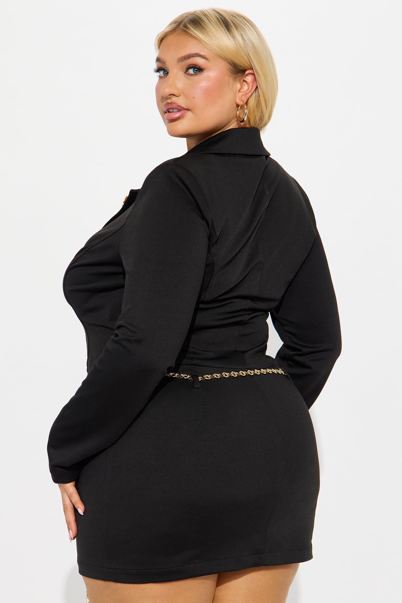 Andrea Chain Blazer Mini Dress - Black