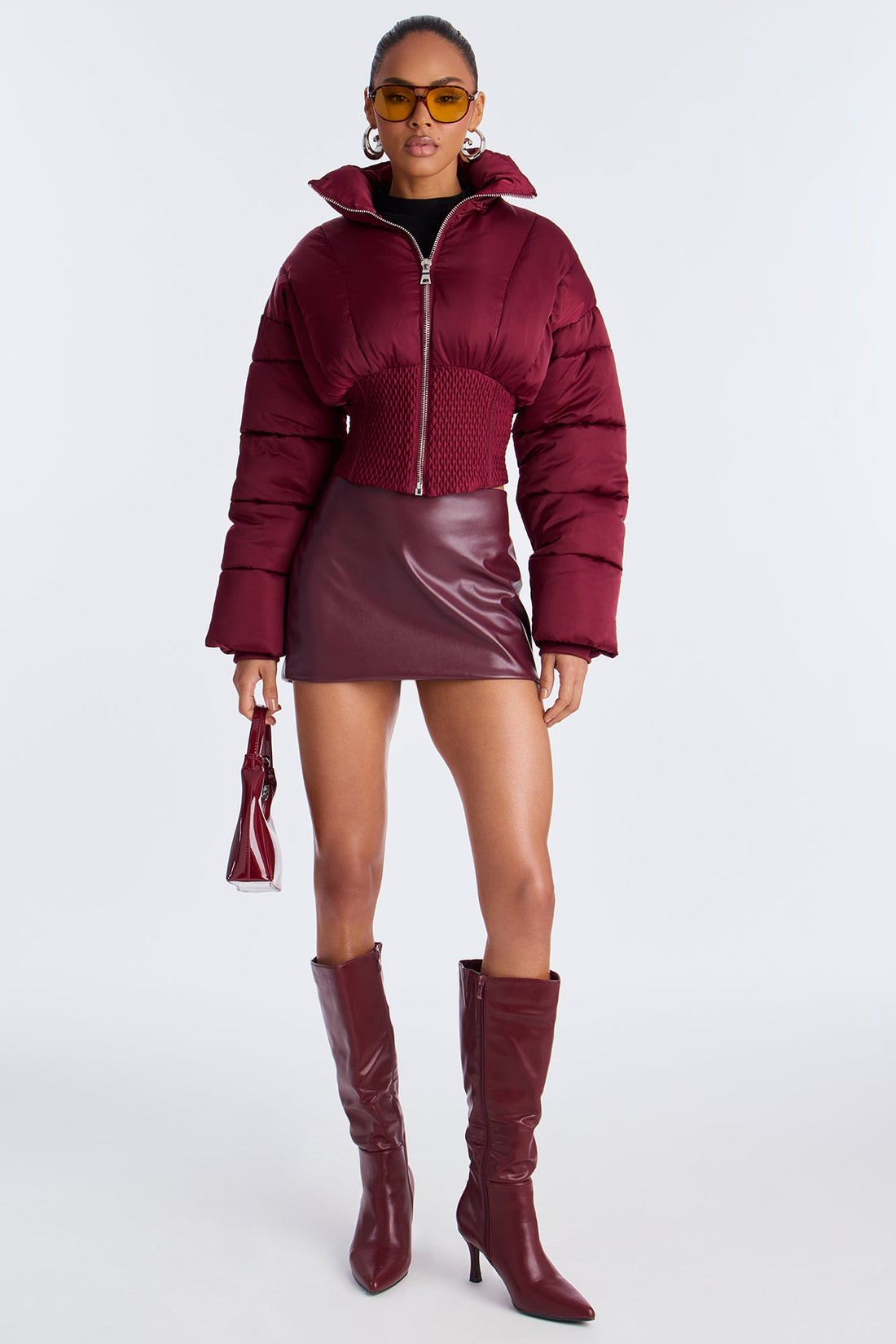 Body Language Corset Puffer Jacket - Burgundy