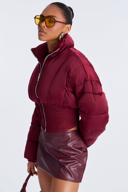 Body Language Corset Puffer Jacket - Burgundy