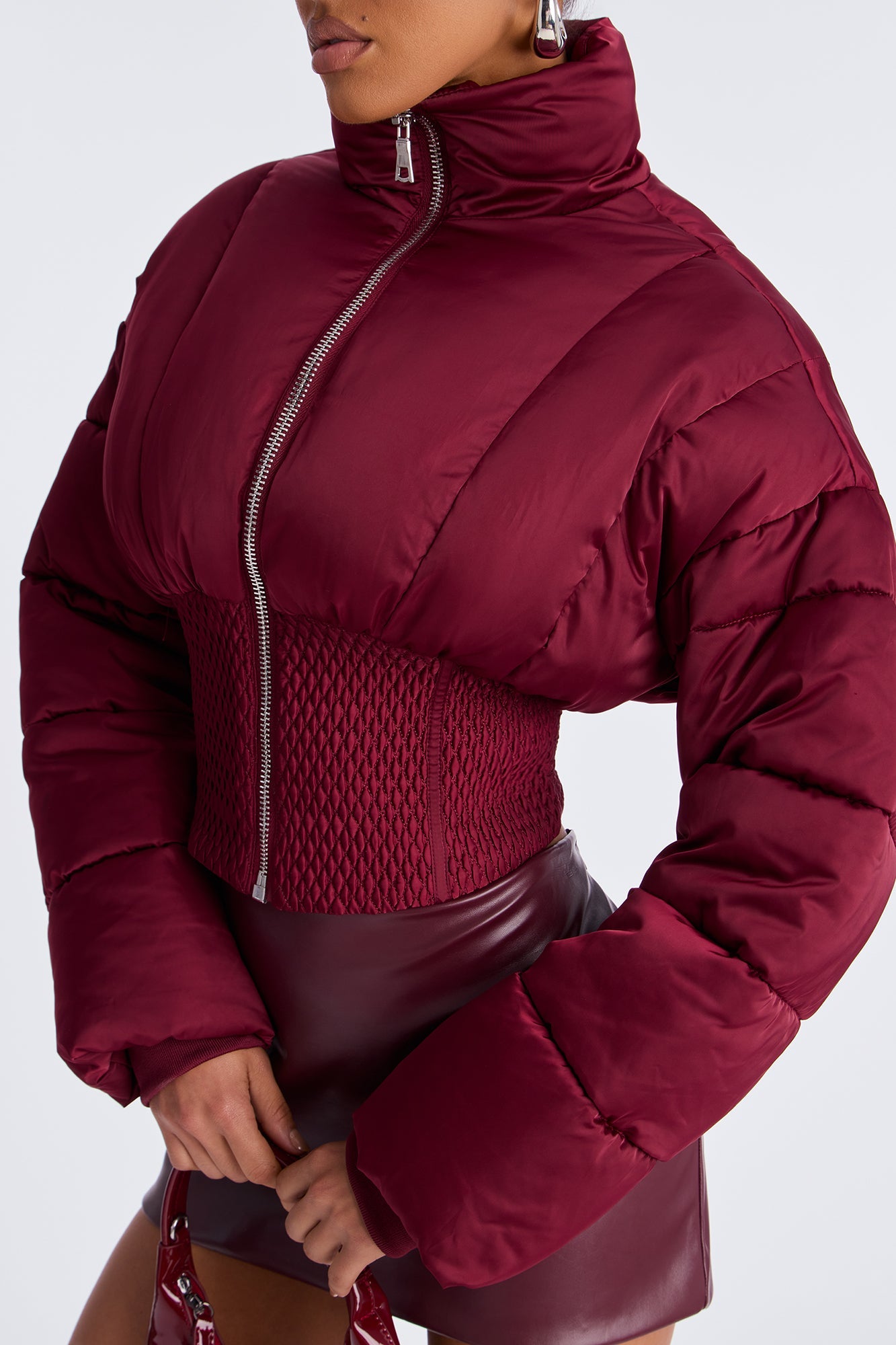 Body Language Corset Puffer Jacket - Burgundy