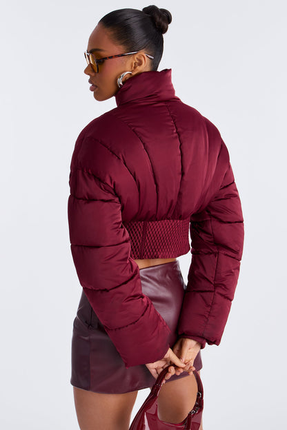Body Language Corset Puffer Jacket - Burgundy