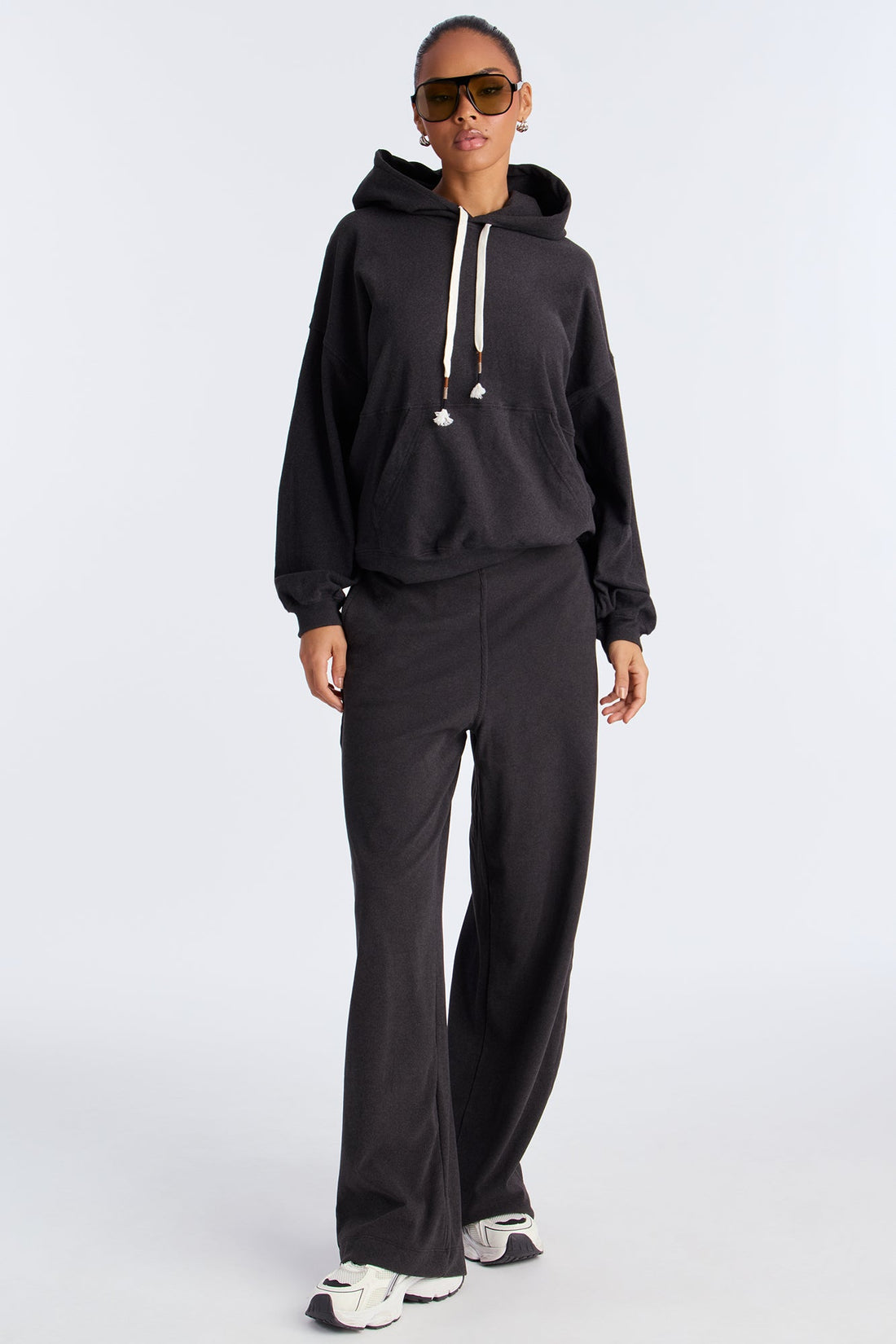 Allie Butter Ribbed Lounge Hoodie - Black