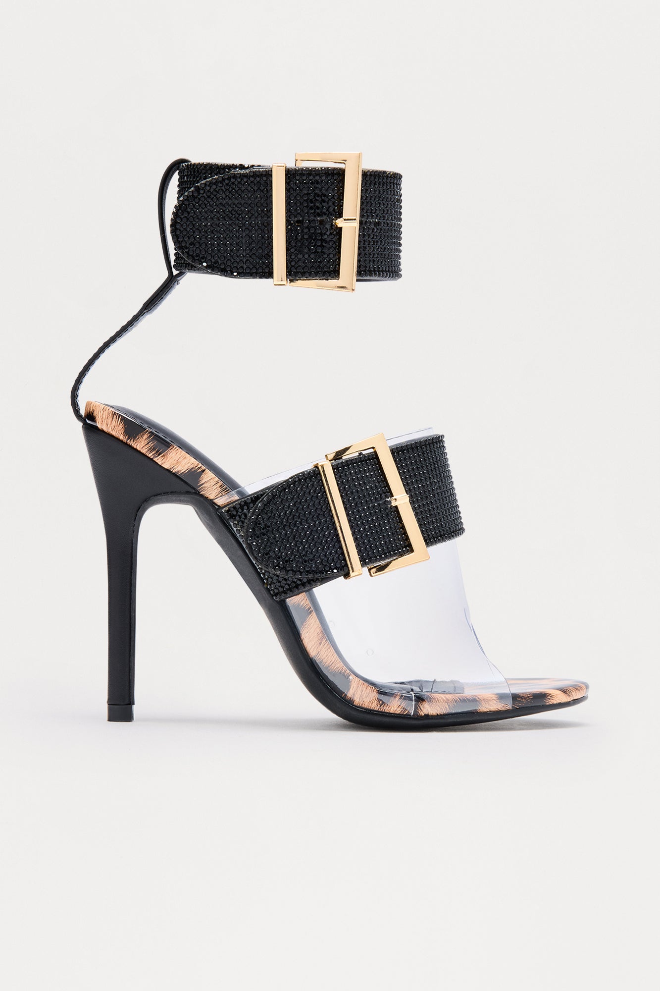 Faelynn Rhinestone Buckle Heels - Leopard