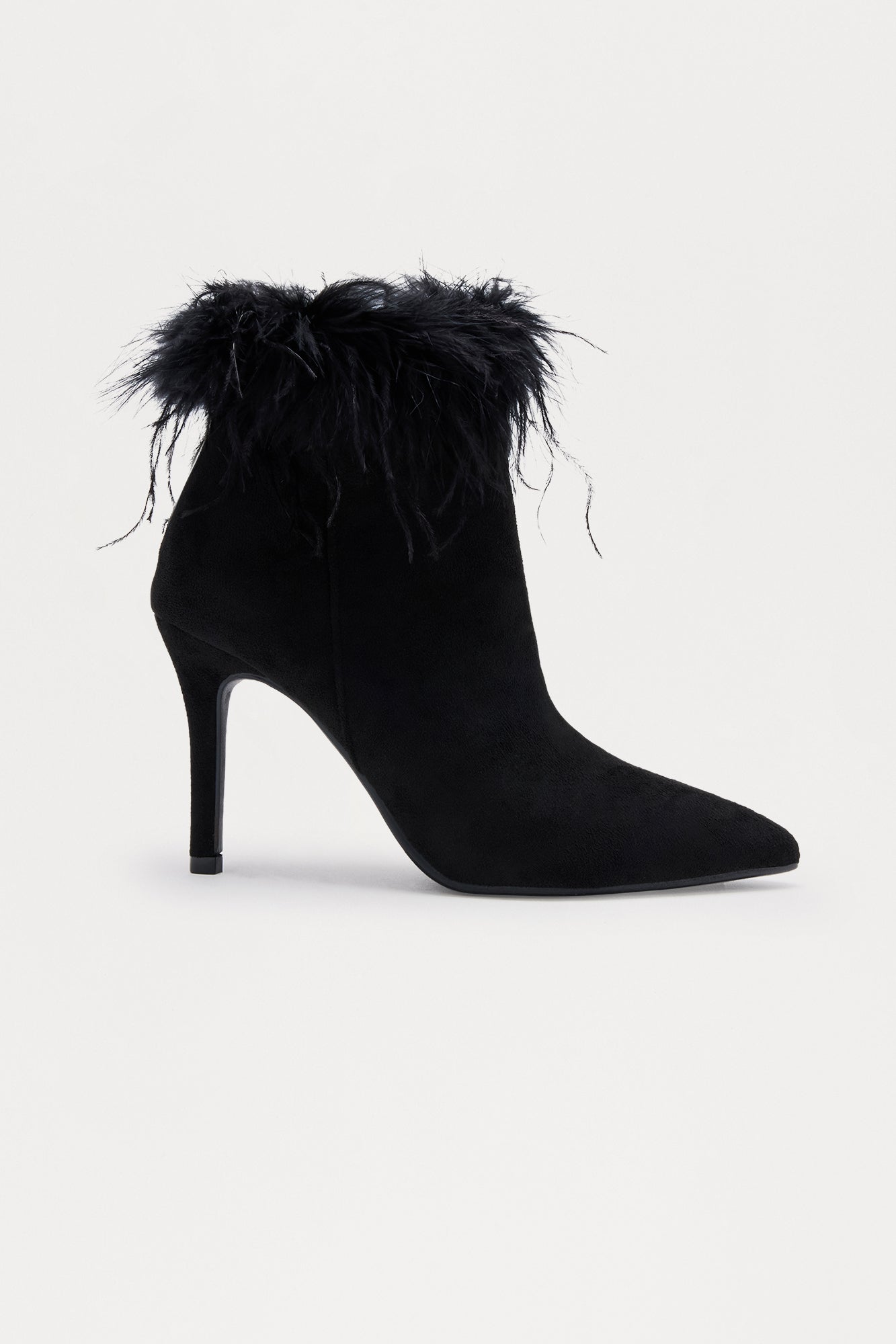 Waverly Feather Trim Booties - Black