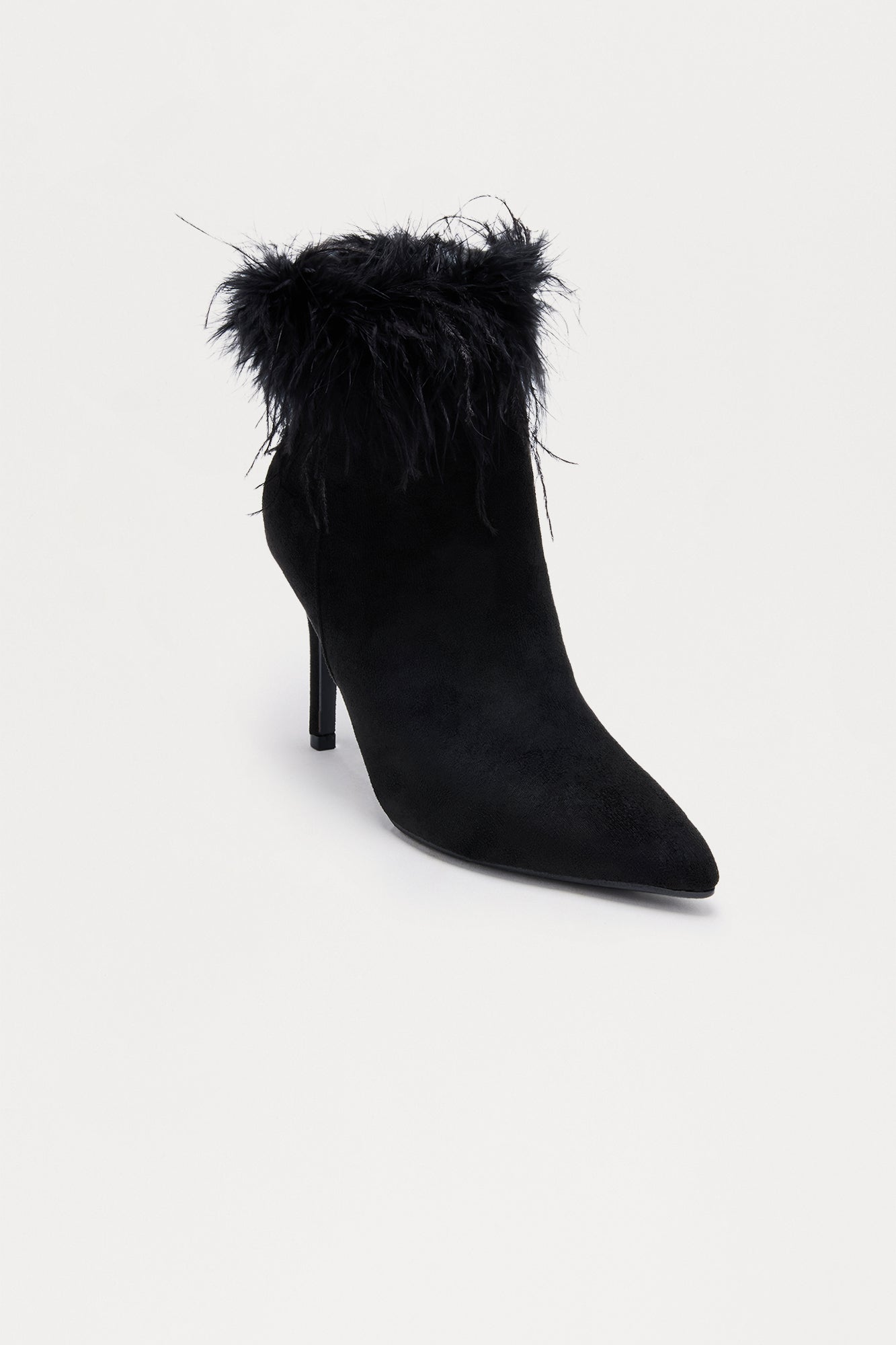 Waverly Feather Trim Booties - Black