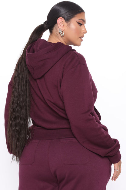 Relaxed Vibe Solid Hoodie - Plum